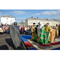 Патриарх Кирилл совершил чин освящения закладного камня в основание Спасского кафедрального собора г. Воркуты